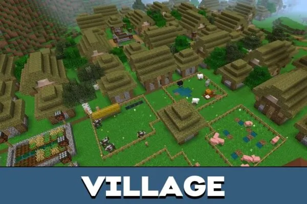 Village from Volcano Island Map for Minecraft PE