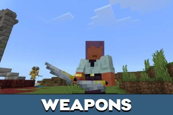 Weapons from Mummy Boss Mod for Minecraft PE