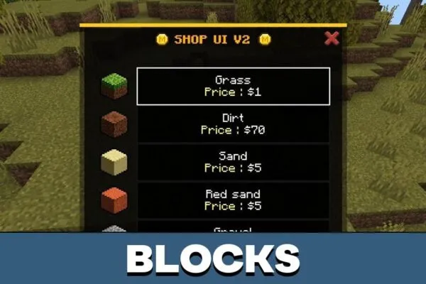 Blocks from Shop UI Mod for Minecraft PE