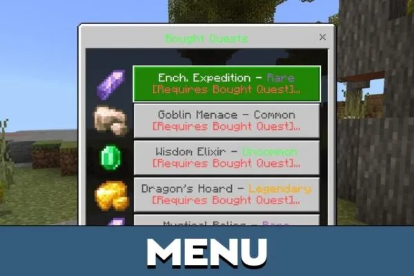 Menu from Better on Bedrock Mod for Minecraft PE