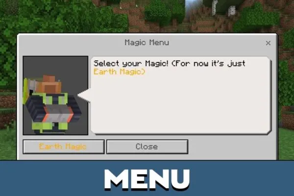 Menu from Earth Magic Mod for Minecraft PE