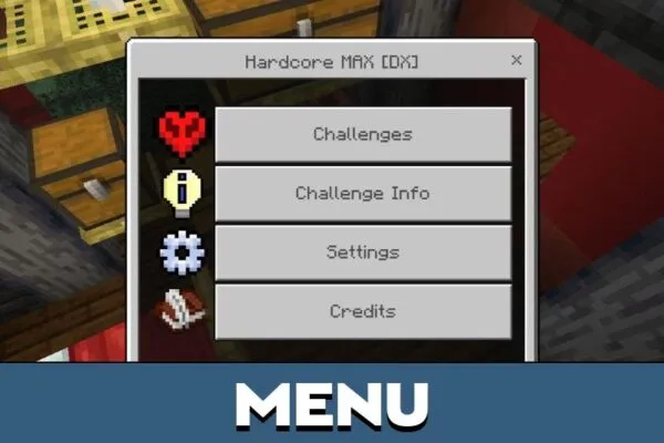 Menu from Hardcore Mod for Minecraft PE