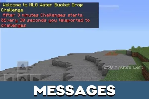 Messages from Water Bucket Jump Challenge Mod for Minecraft PE