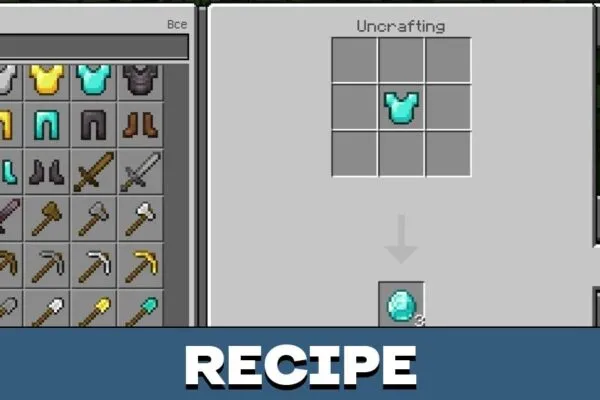 Recipes from Uncrafting Table Mod for Minecraft PE