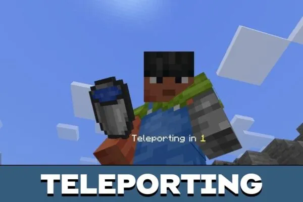 Teleporting from Water Bucket Jump Challenge Mod for Minecraft PE