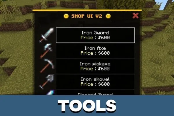 Tools from Shop UI Mod for Minecraft PE