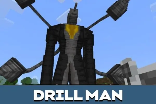 Drill Man from Skibidi Toilet 2 Mod for Minecraft PE