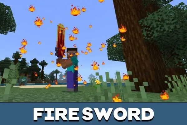 Fire Sword from Phase Disruptor Tools Mod for Minecraft PE