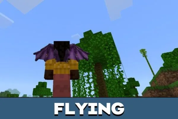 Flying from Drop Wings Mod for Minecraft PE