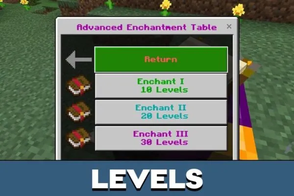 Levels from System Enchantments Mod for Minecraft PE