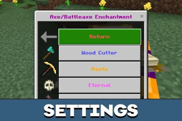 Settings from System Enchantments Mod for Minecraft PE