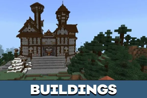 Buildings from Middle Ages World Map for Minecraft PE