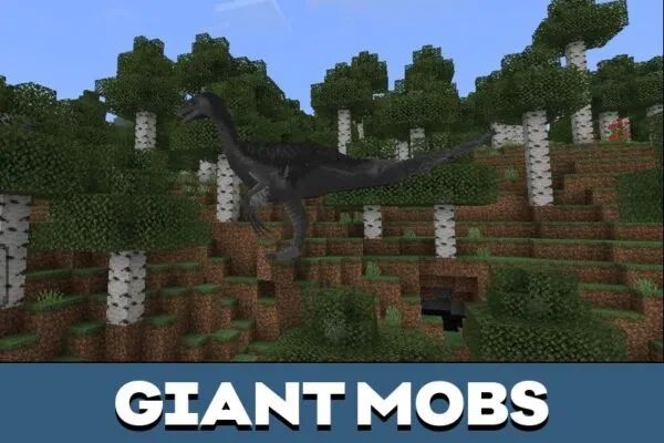 Giant Mobs from Jurassic World Dominion Mod for Minecraft PE