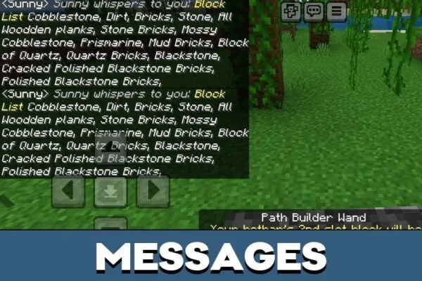 Messages from Path Builder Wand Mod for Minecraft PE