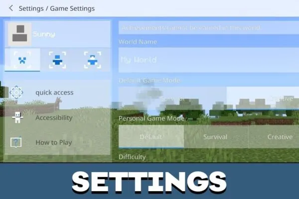 Settings from Cube UI Texture Pack for Minecraft PE