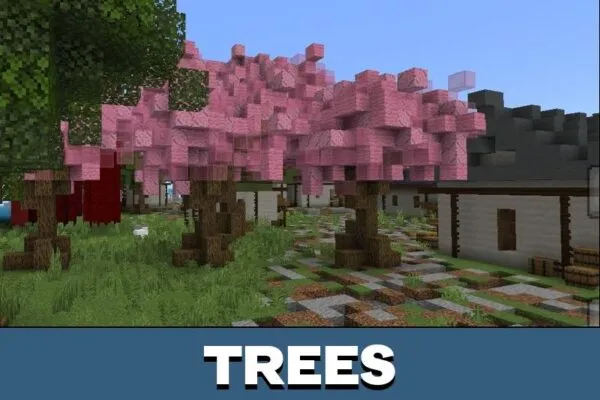 Trees from Houses from One Piece Map for Minecraft PE