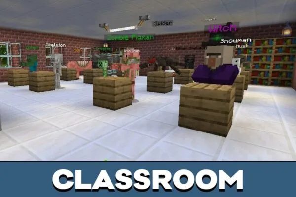 Classroom from Monster School Map for Minecraft PE