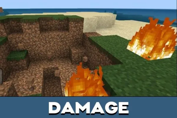 Damage from Throwable Fireball Mod for Minecraft PE