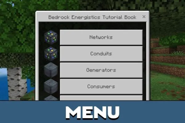 Menu from Energistics Mod for Minecraft PE
