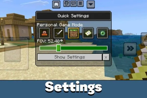 Options from Settings Overlay Texture Pack for Minecraft PE