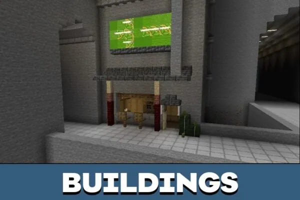 Buildings from yberpunk City Map for Minecraft PE