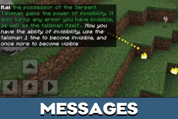 Messages from Old Talismans Mod for Minecraft PE