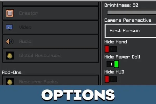 Options from Bloodthirst Texture Pack for Minecraft PE