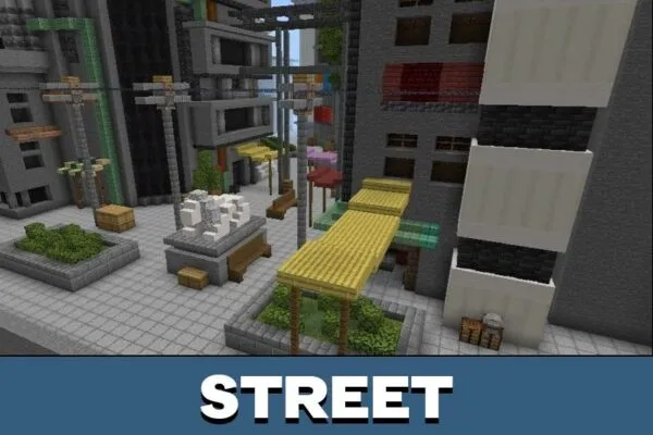 Street from yberpunk City Map for Minecraft PE