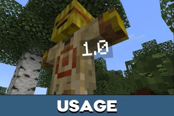 Usage from Target Dummy Mod for Minecraft PE