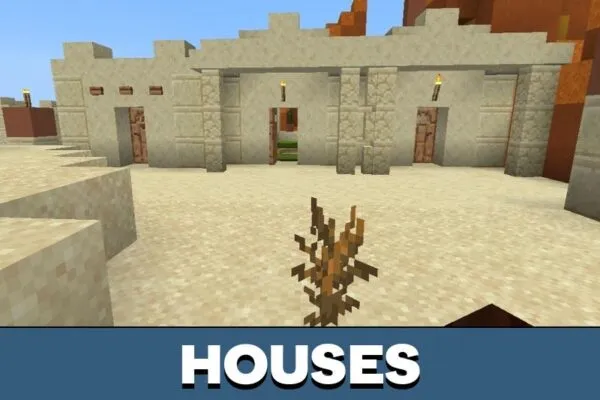 Houses from Desert Temple Mod for Minecraft PE