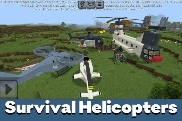 Survival Helicopters from Military Base Mod for Minecraft PE