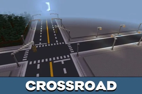 Crossroad from City with Roads Map for Minecraft PE