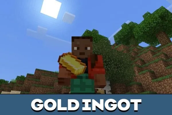 Gold Ingot from Craftable Lucky Block Mod for Minecraft PE