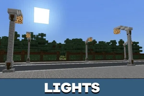 Lights from City with Roads Map for Minecraft PE