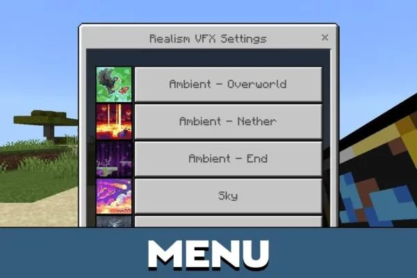 Menu from Realism Mod for Minecraft PE