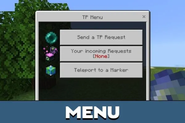 Menu from Request TP Mod for Minecraft PE