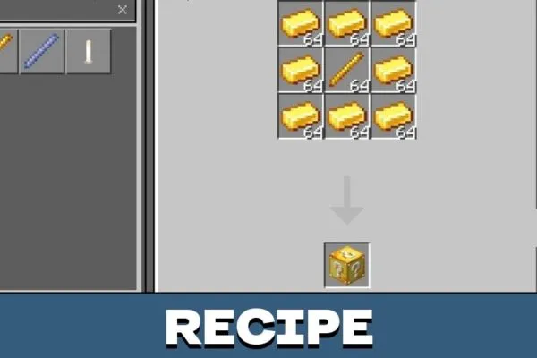 Recipe from Craftable Lucky Block Mod for Minecraft PE