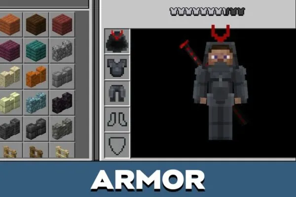 Armor from Tanjiro Black Katana Mod for Minecraft PE