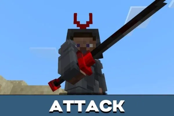 Attack from Tanjiro Black Katana Mod for Minecraft PE