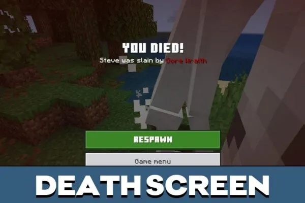 Death Screen from Gore Wraith Dweller Mod for Minecraft PE