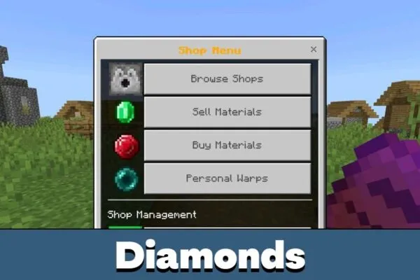 Diamonds from Shop Mod for Minecraft PE
