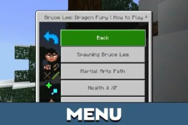 Menu from Bruce Lee mod for Minecraft PE
