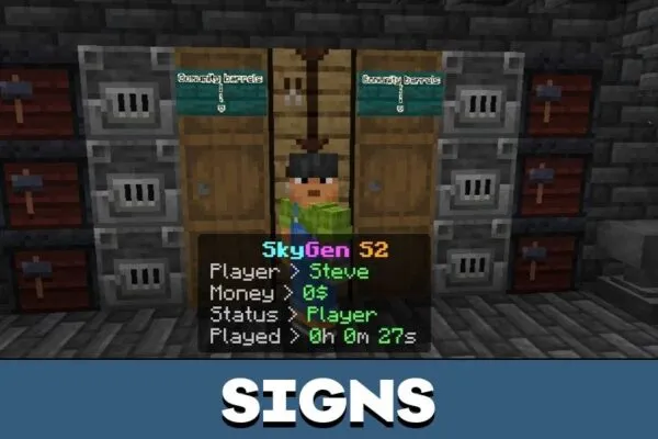 Signs from SkyGen Map for Minecraft PE