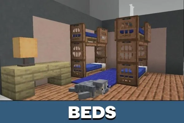 Beds from IKEA 3008 Closing Time Map for Minecraft PE