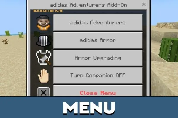 Menu from Adidas Mod for Minecraft PE