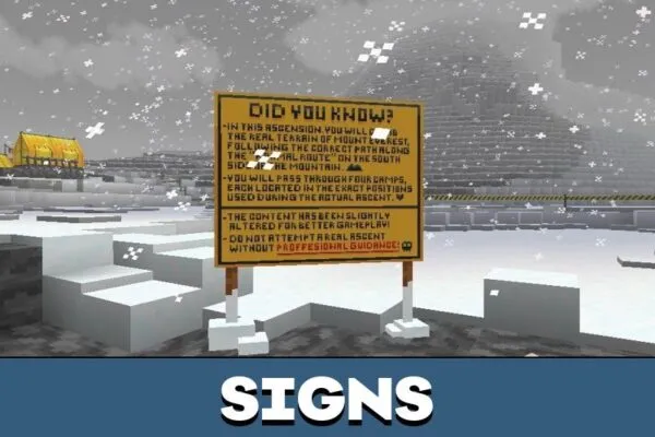 Signs from Everest Map for Minecraft PE