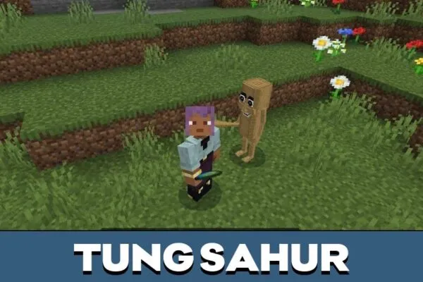 Tung Sahur from Brainrot Mod for Minecraft PE