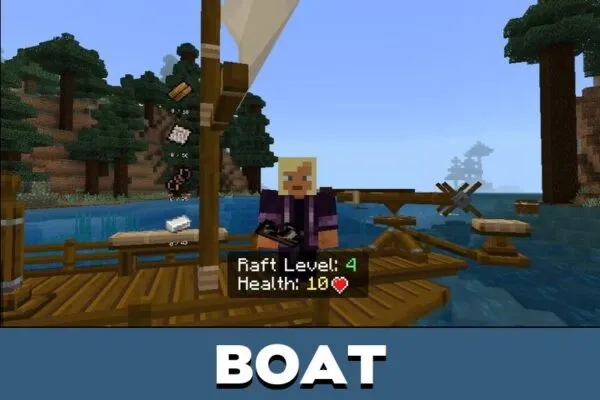 Boat from Raft Survival Mod for Minecraft PE