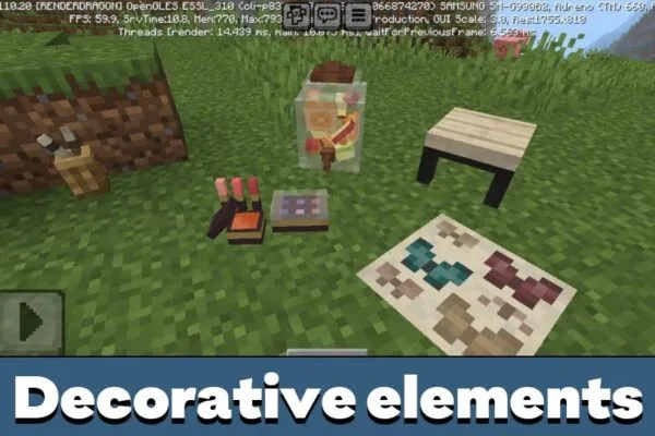 Decorative Elements from Hananacraft BE Mod for Minecraft PE