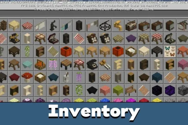Inventory from Hananacraft BE Mod for Minecraft PE